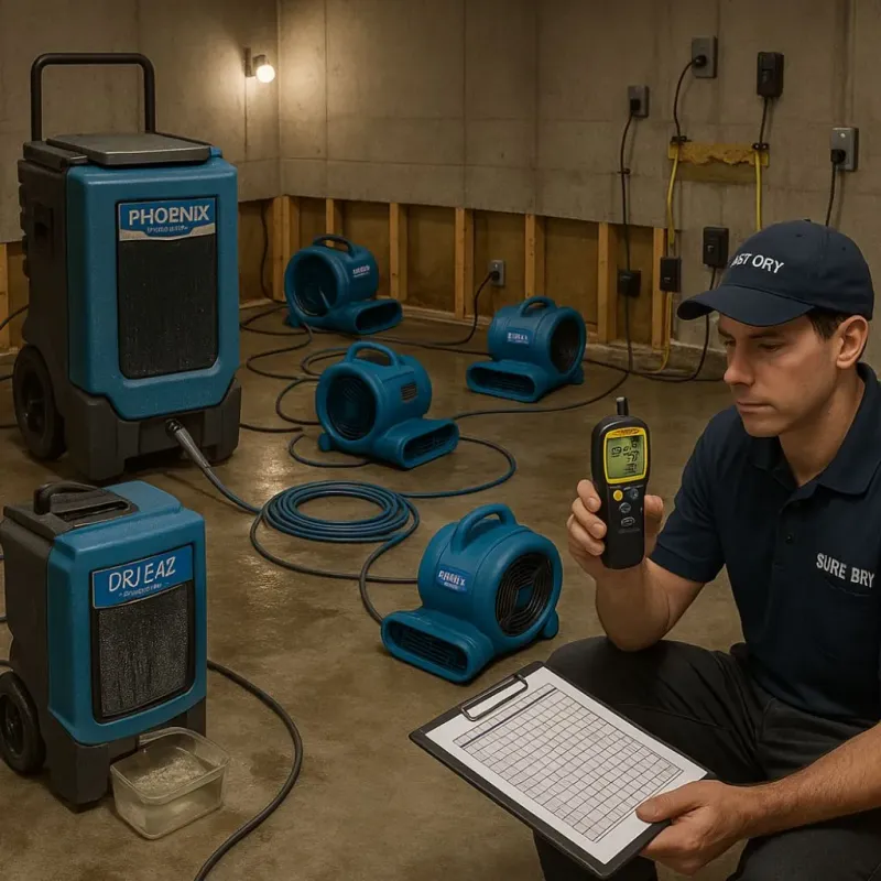 Structural Drying and Dehumidification process in Hazel Dell, WA